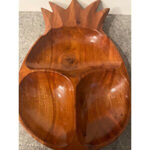 Kamari Woods Pineapple Shaped Wood Divided Dish  Teak??  # 2278